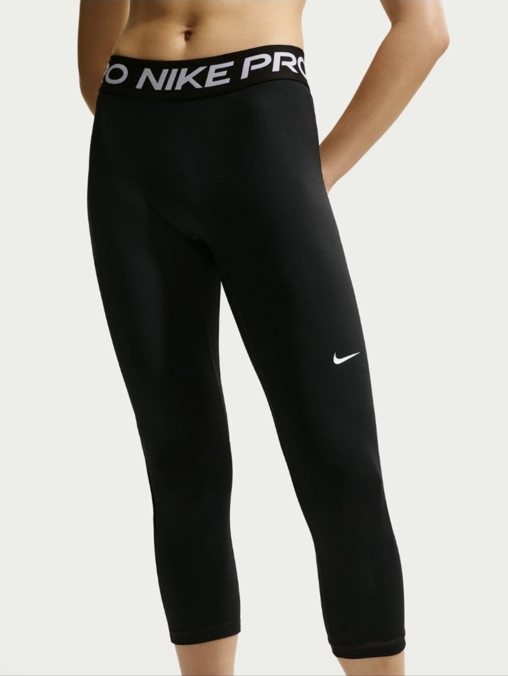 Nike Women's Pro Mid-Rise Crop Leggings Black Sz XS